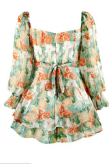 Flora Shirred Sleeves Romper | Dress In Beauty