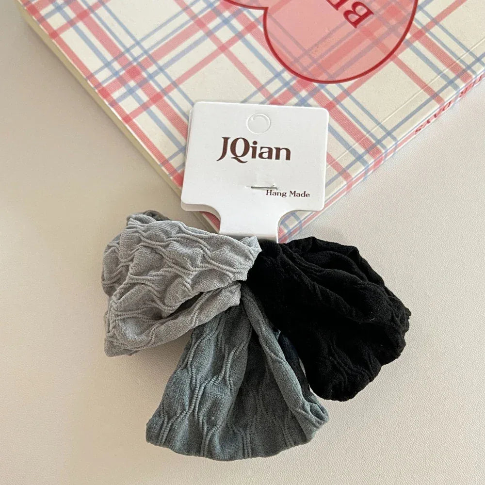 Wide Crinkled Fabric Scrunchie - Gentle Snag-Free Hair Tie - TEVQA