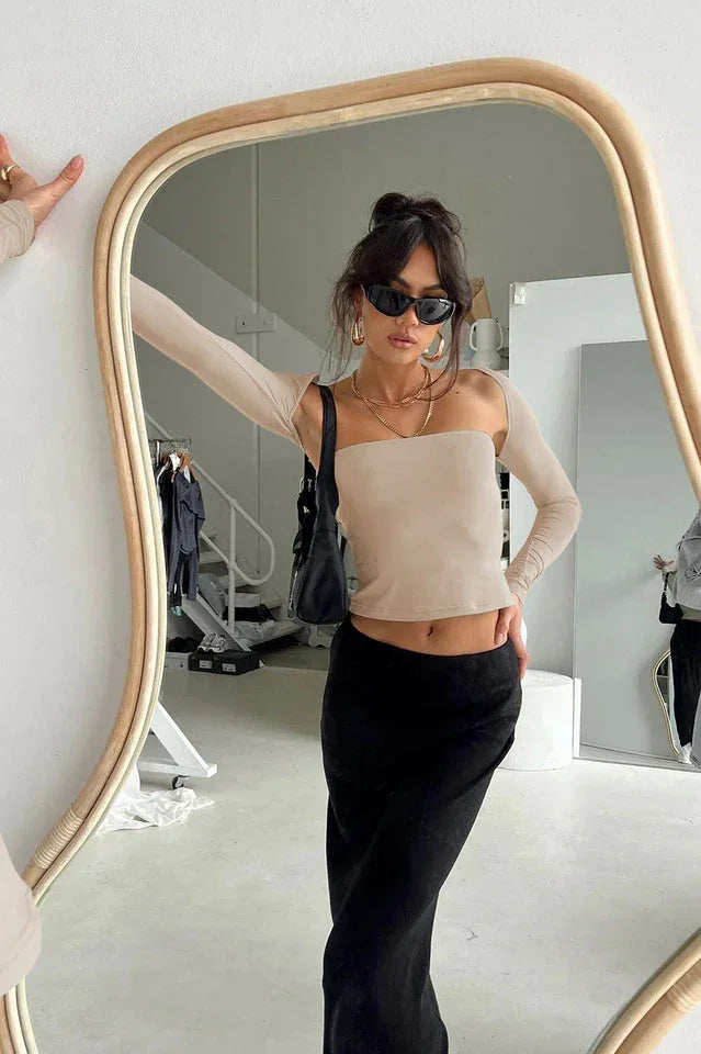White Two Piece Bolero Tube Top Set - TEVQA