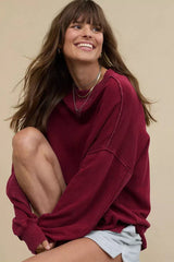 Comfy Chic Raw Seam Oversized Sweatshirt - TEVQA