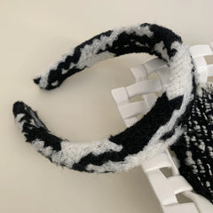 Classic Tweed Padded Headband - 1.2 Inch Black & White Collection