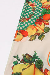 Fruit print satin shirt and wide leg pants set - View 14 | TEVQA