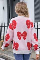 Bow Round Neck Dropped Shoulder Sweater | Dress In Beauty