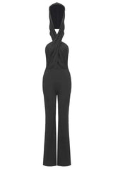 Backless Hooded Jumpsuit With Slip Pockets - TEVQA