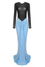 Satin Maxi Dress with High Neckline - View 15 | TEVQA
