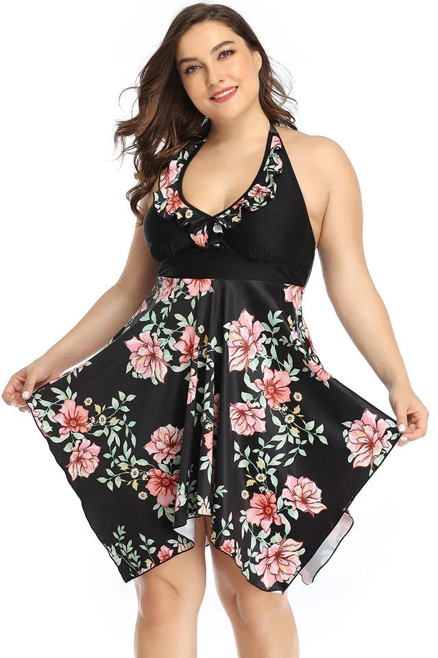 Plus Size Tankini Swimsuit with Skirt - View 15 | TEVQA