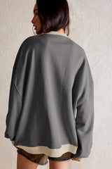 Comfy Chic Contrast Trim Oversized Sweatshirt - TEVQA