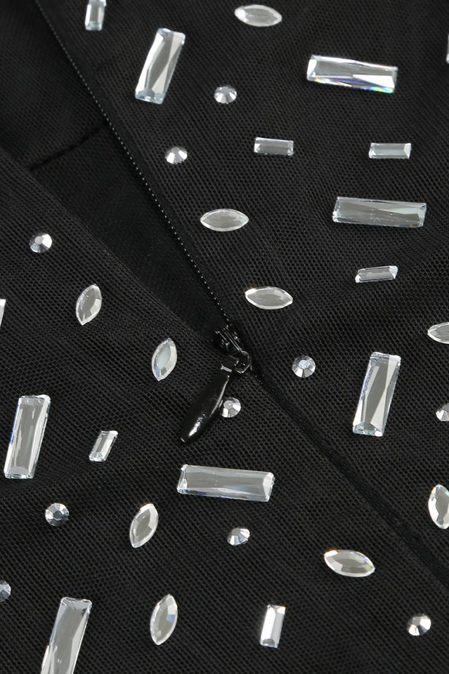 Square Rhinestone Mesh Midi Dress | Dress In Beauty