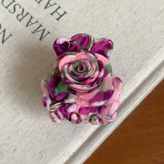 3D Sculpted Rose Acetate Hair Claw Clip - 2 Inch Romantic Floral Accessory
