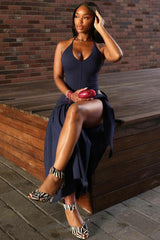 V-Neck Bodysuit Wrap Skirt Set - TEVQA