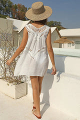 Openwork Knit Beach Cover-Up Dress - View 7 | TEVQA