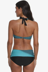 Plus size two-piece swimsuit with halter neck and high-waisted bottoms - View 22 | TEVQA