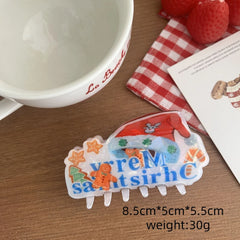 Festive Holiday Acetate Hair Claw Clip - 3.5 Inch Christmas Stocking Stuffer