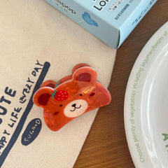 Small animal-shaped hair claw clip made from multicolor cellulose acetate with a glossy finish - View 6 | TEVQA