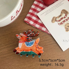 Festive Holiday Acetate Hair Claw Clip - 3.5 Inch Christmas Stocking Stuffer