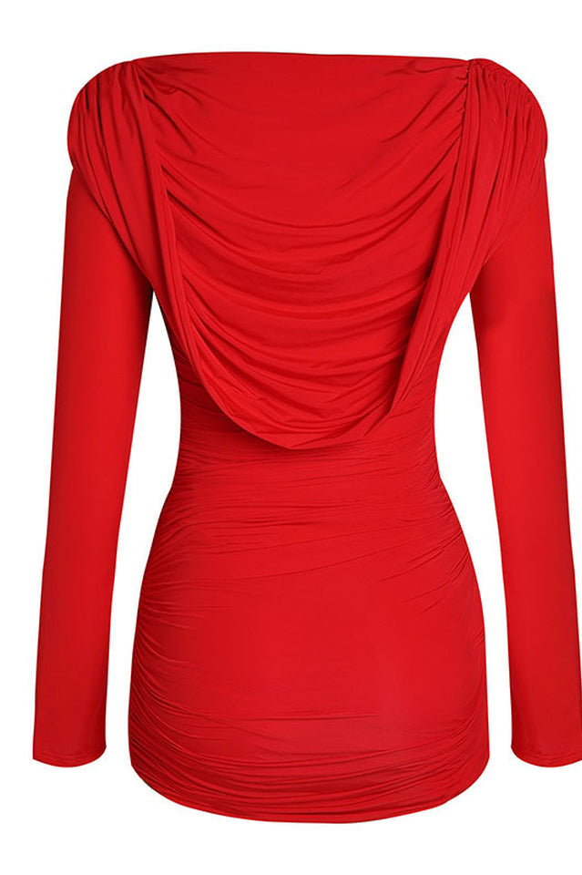 Arina Long Sleeve Plunge Mini Dress | Dress In Beauty