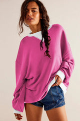Comfy Chic Contrast Trim Oversized Sweatshirt - TEVQA