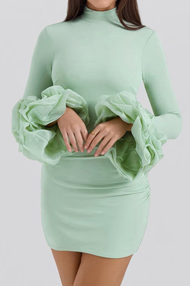 Camilla Pistachio Ruffle Cuff Mini Dress | Dress In Beauty