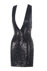 Bellamy Black Deep V Sequin Dress | Dress In Beauty
