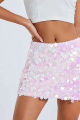 Sequin mini skirt with high waist and zipper closure - View 16 | TEVQA