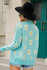 Daisy Floral Knit Cardigan - View 9 | TEVQA