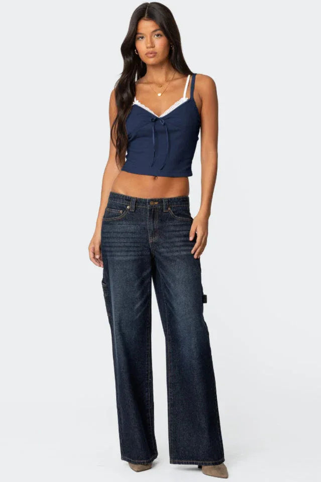 Lace Trim Cropped Tank Top - View 14 | TEVQA