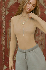 Sheer Mock Neck Long Sleeve Top - View 10 | TEVQA