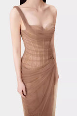 One Shoulder Lace Corset Maxi Dress | Dress In Beauty