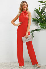Sleek Bowknot Halter Neck Jumpsuit | Dress In Beauty