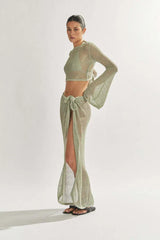 Crochet knit set with maxi skirt and cropped top - View 11 | TEVQA