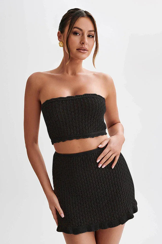 Crochet Mini Skirt Set - View 6 | TEVQA