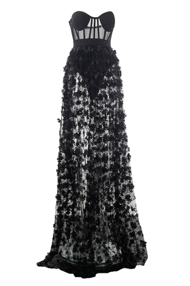 Saffronia Strapless Flower Long Dress | Dress In Beauty