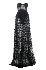 Strapless Flower Applique Ball Gown - View 13 | TEVQA