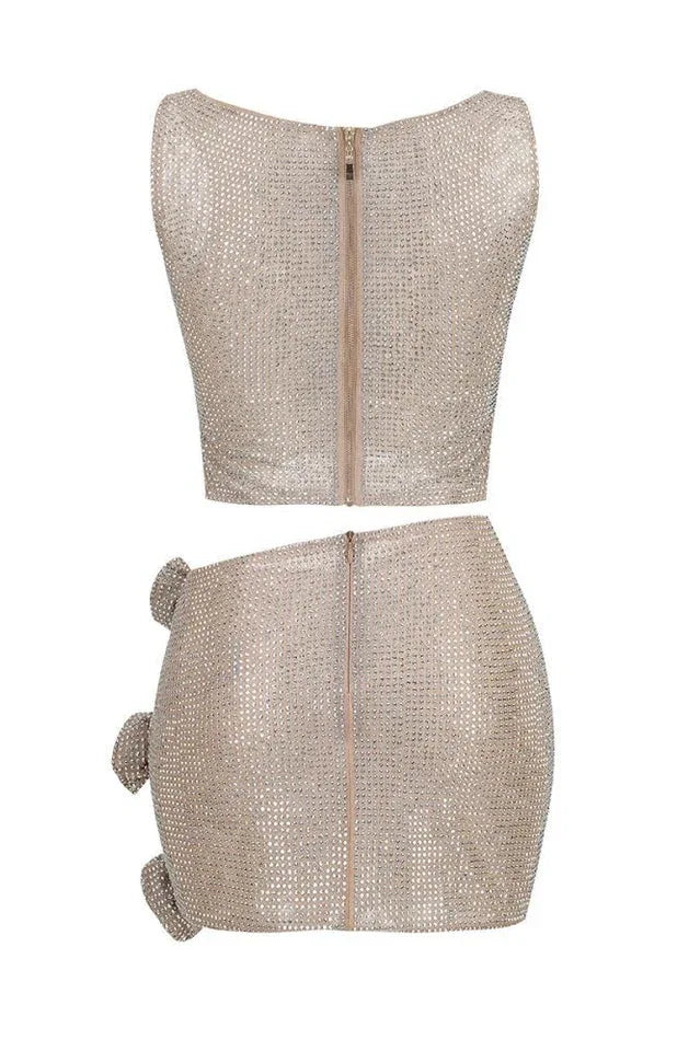 Sparkly Cutout Top and Ruched Skirt Set - View 25 | TEVQA