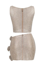 Sparkly Cutout Top and Ruched Skirt Set - View 25 | TEVQA