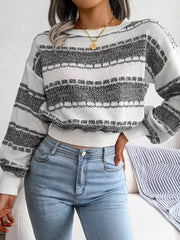 Striped Textured Knit Sweater - View 11 | TEVQA