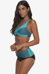 Plus size two-piece swimsuit with halter neck and high-waisted bottoms - View 21 | TEVQA
