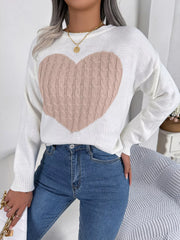 Grey and white cable knit heart sweater - View 10 | TEVQA