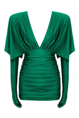 Eirak Ruched Mini Dress with Integrated Gloves - View 16 | TEVQA