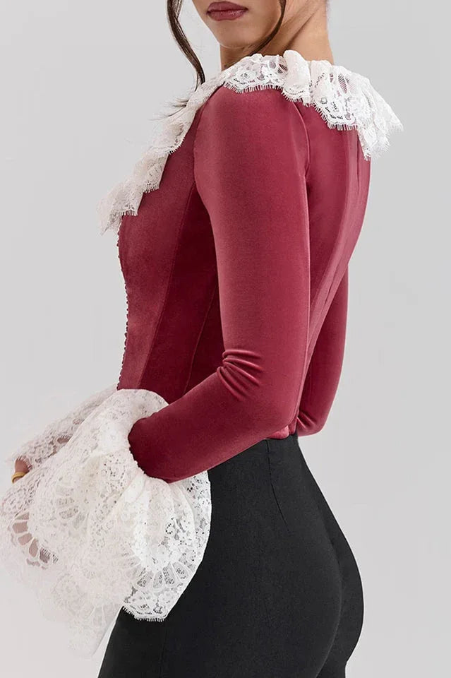 Jacinda Velvet Lace Tunic Top - View 6 | TEVQA