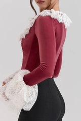 Jacinda Velvet Lace Tunic Top - View 6 | TEVQA