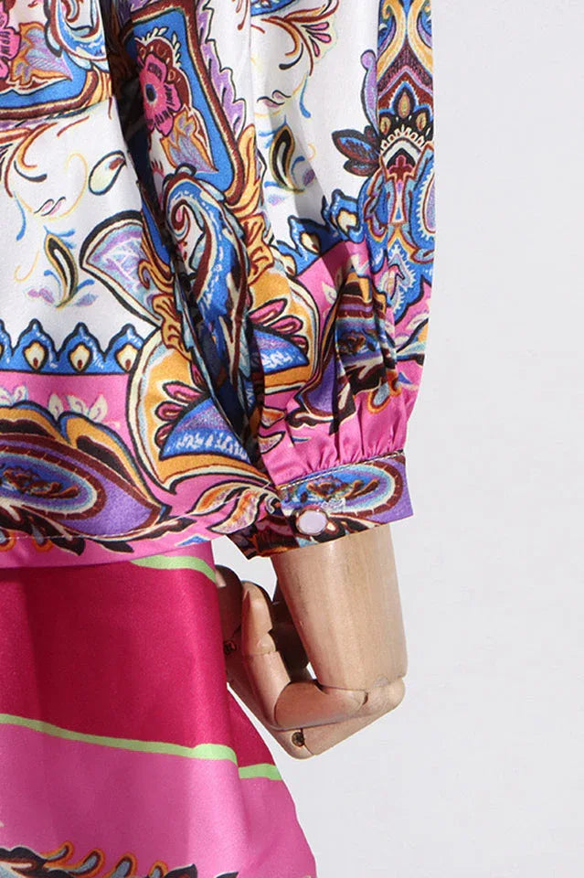 Paisley print belted mini dress - View 12 | TEVQA