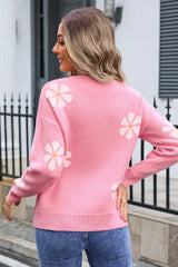 Cream floral knit pullover sweater - View 17 | TEVQA