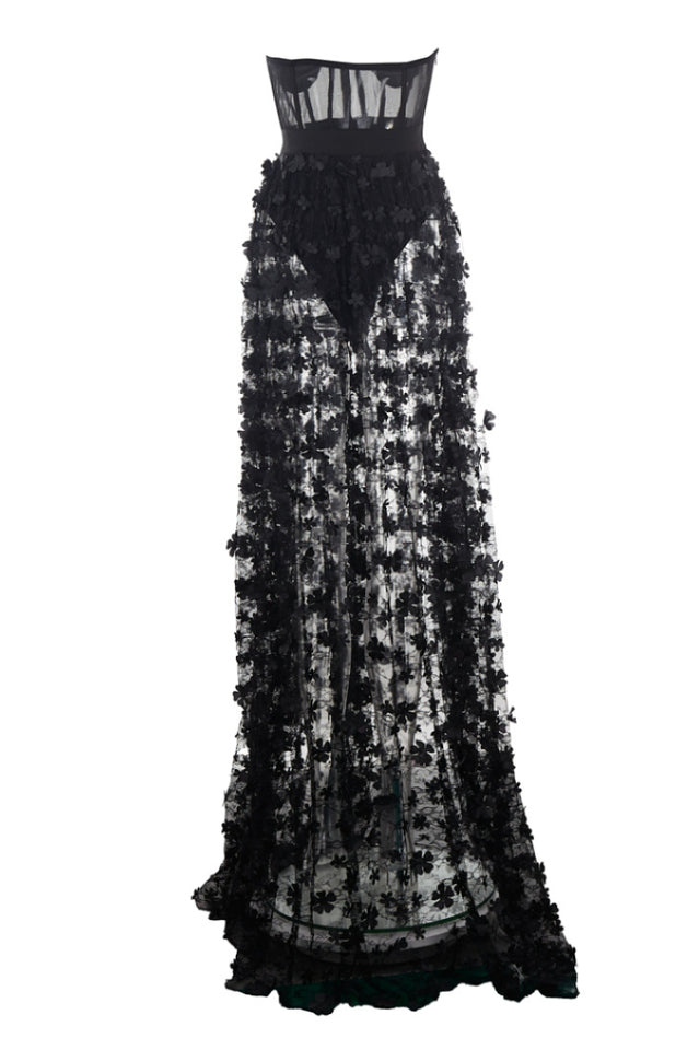 Saffronia Strapless Flower Long Dress | Dress In Beauty