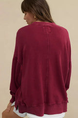 Comfy Chic Raw Seam Oversized Sweatshirt - TEVQA