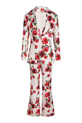 White three piece suit with red roses - View 12 | TEVQA