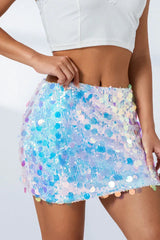 Sequin mini skirt with high waist and zipper closure - View 18 | TEVQA