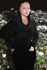 Solid Hooded Bodycon Maxi Dress | Dress In Beauty