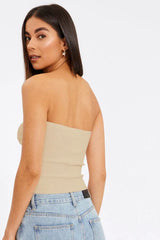 Merlaine Strapless Knotted Knit Crop Top - View 11 | TEVQA