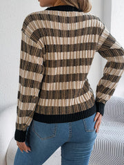 Vintage Lantern Sleeve Knit Sweater - Burgundy - TEVQA